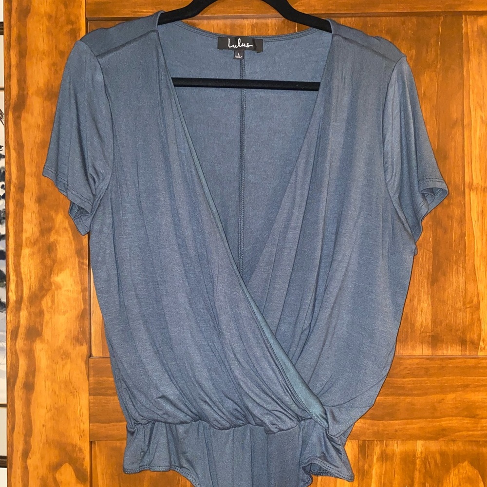 Lulus Short Sleeve Surplice Bodysuit